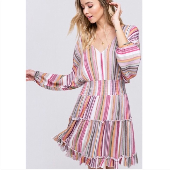 S left๐Last Drop๐ FIRMMulti Colored Stripe Dress - Picture 2 of 5